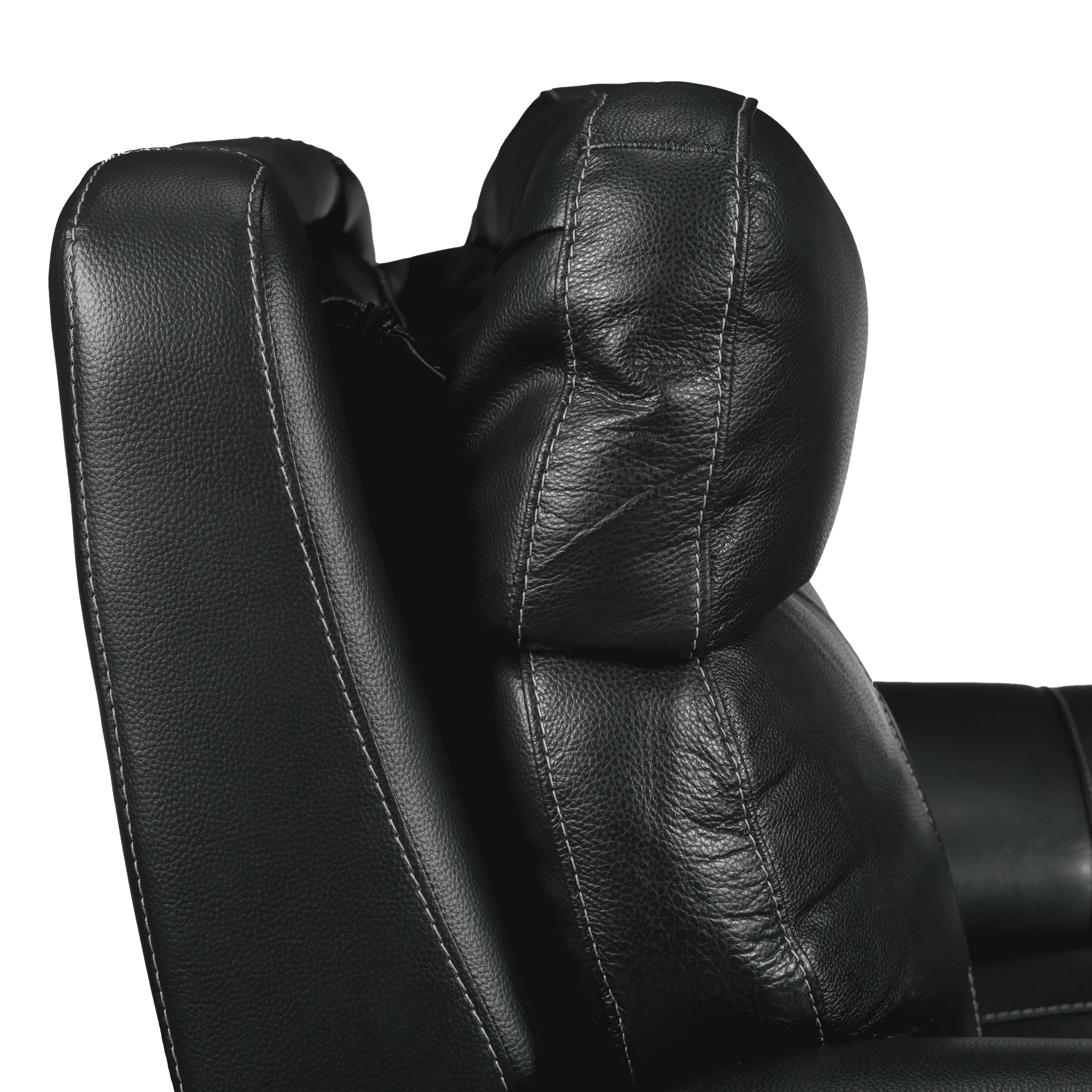 Stallion Leather Dual Power Reclining Sofa - Midnight Black - Image 4