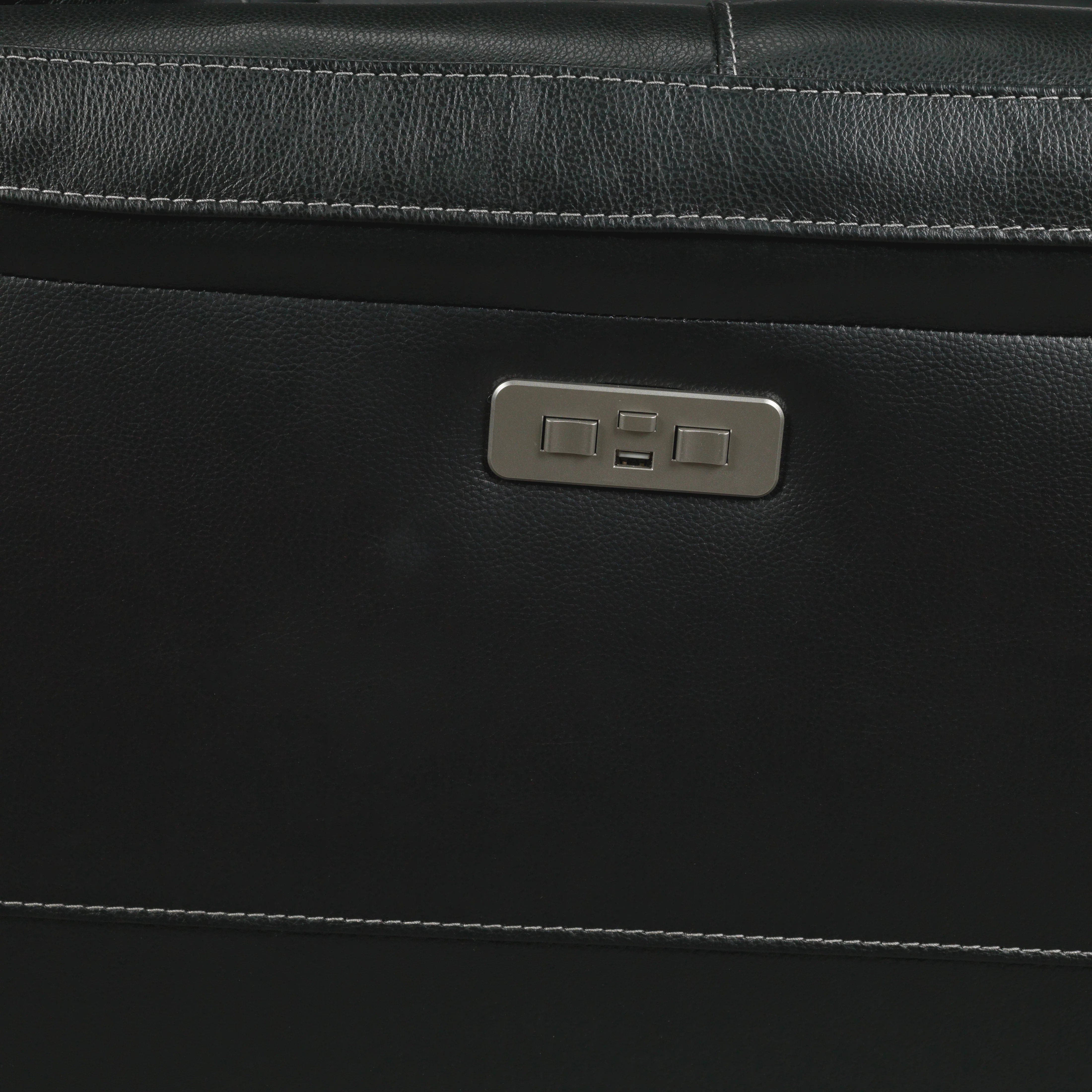 Stallion Leather Dual Power Reclining Sofa - Midnight Black - Image 5