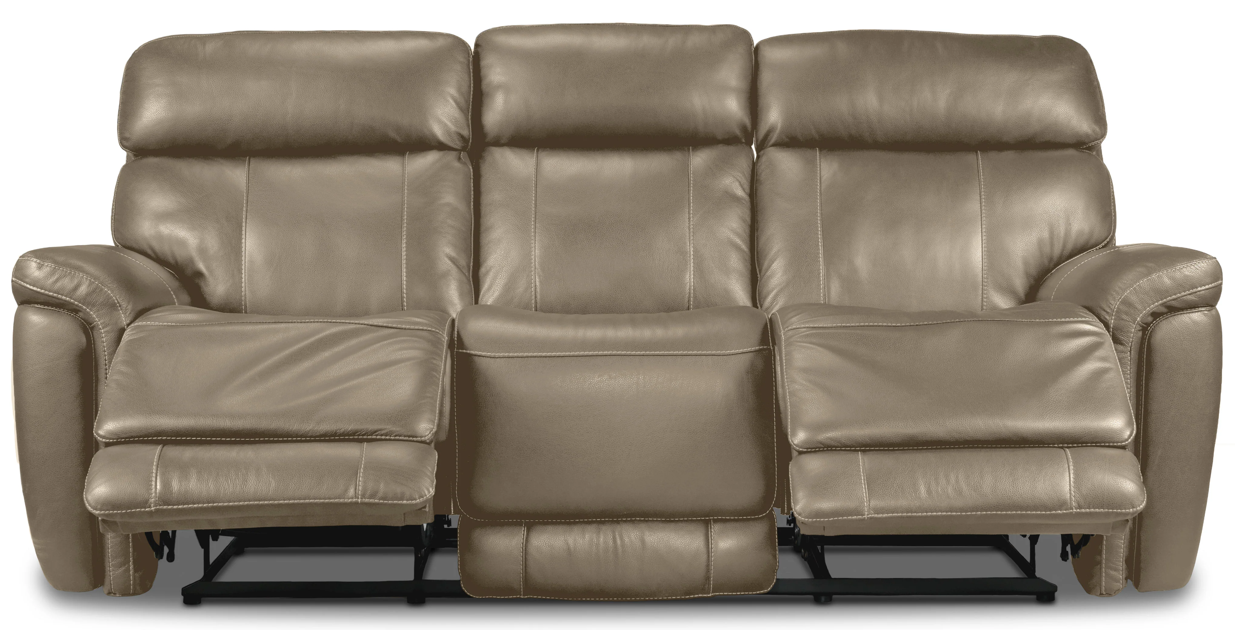 Stallion Leather Dual Power Reclining Sofa - Pebble - Image 4