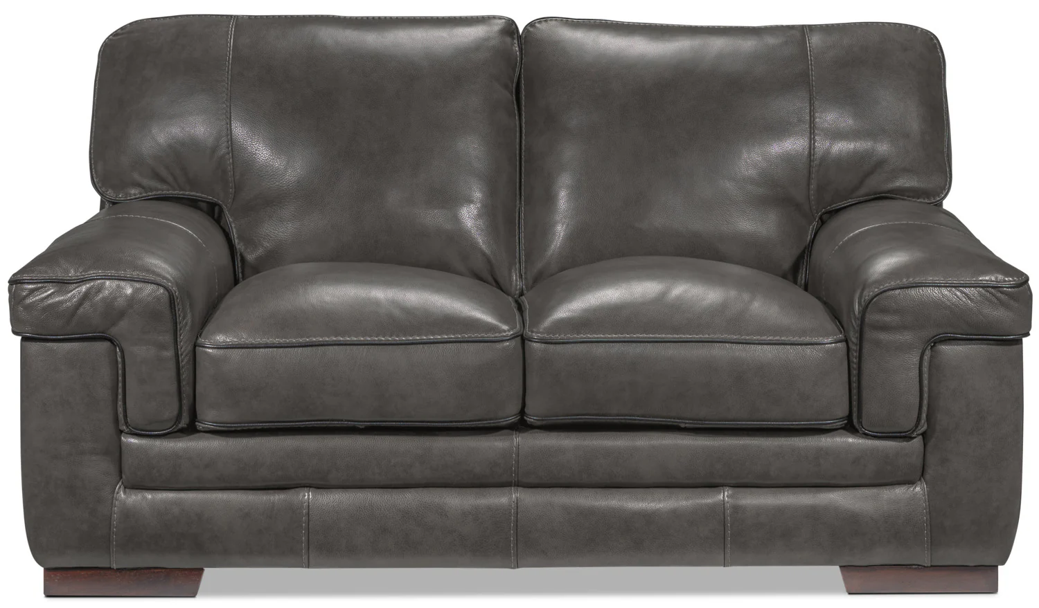 Stampede Leather Loveseat - Charcoal - Image 2
