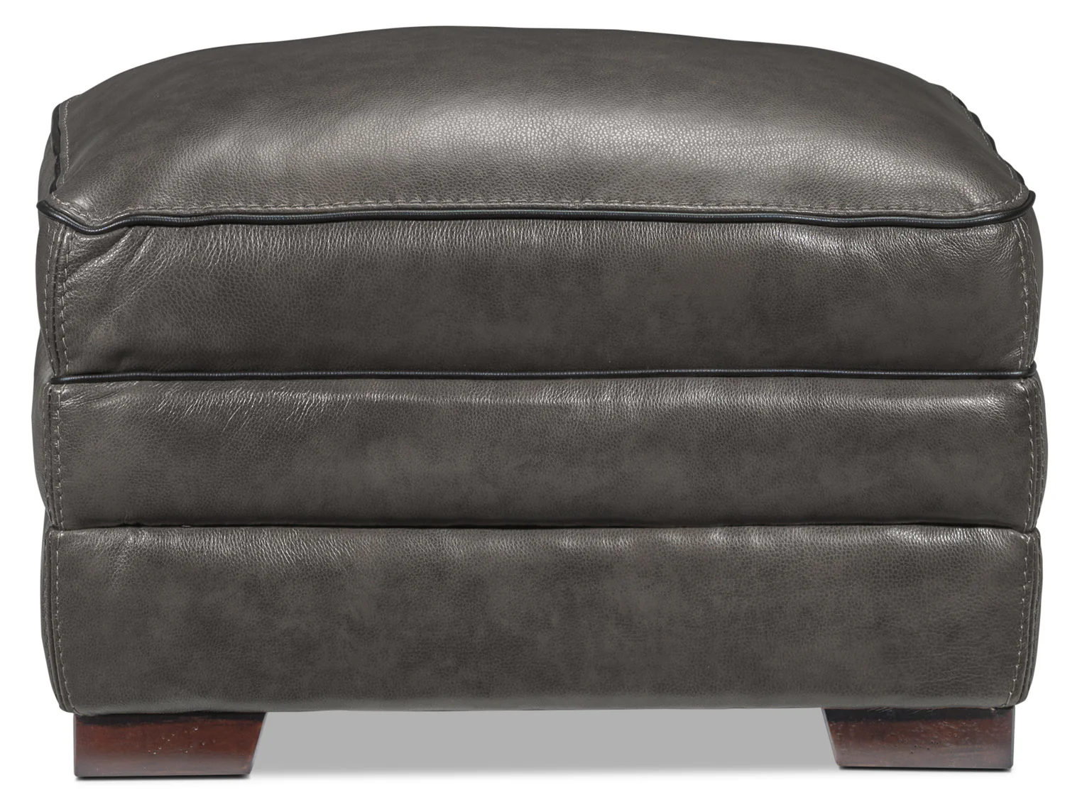 Stampede Leather Ottoman - Charcoal - Image 2