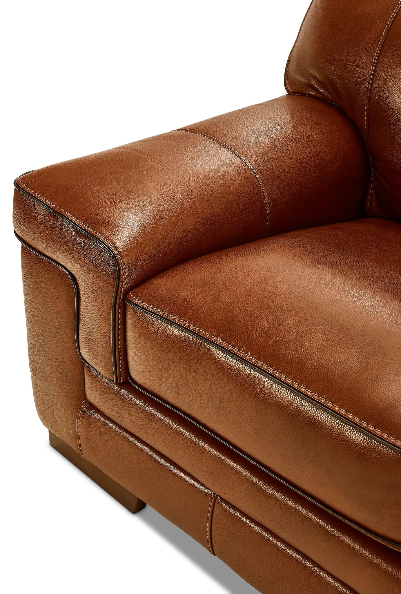 Stampede Leather Sofa and Chair Set - Chestnut - Image 5
