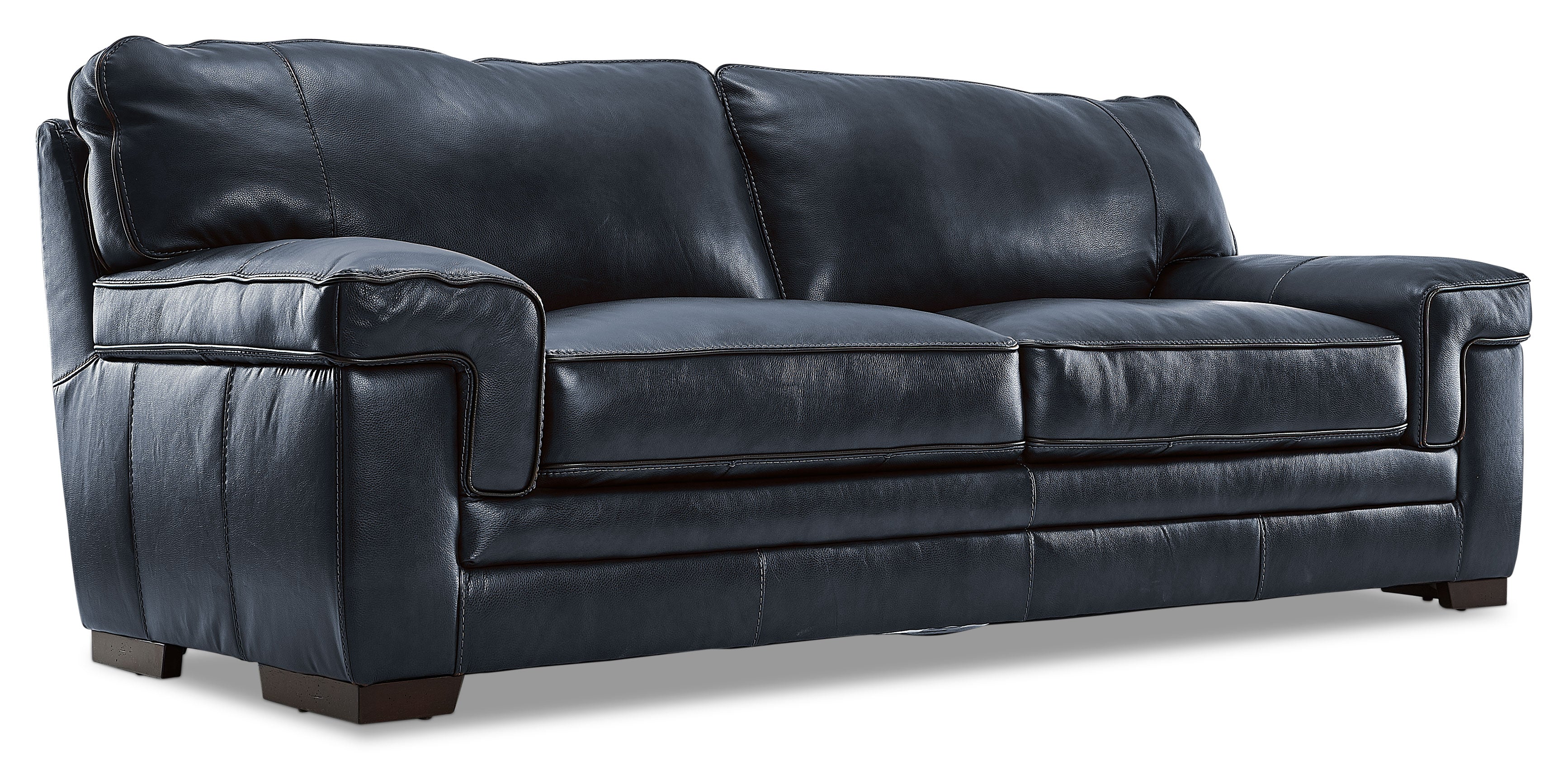 Stampede Leather Sofa and Chair Set - Cobalt - Image 2