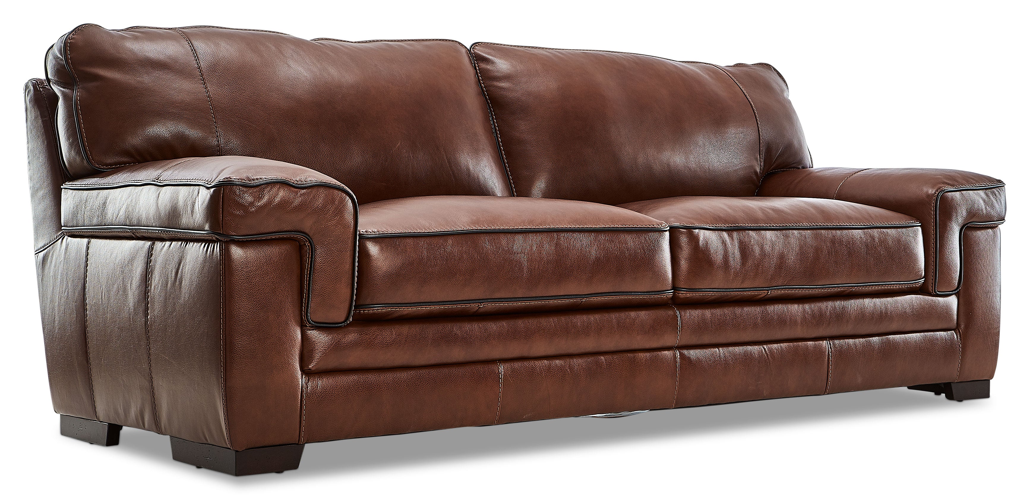 Stampede Leather Sofa and Chair Set - Cognac - Image 2