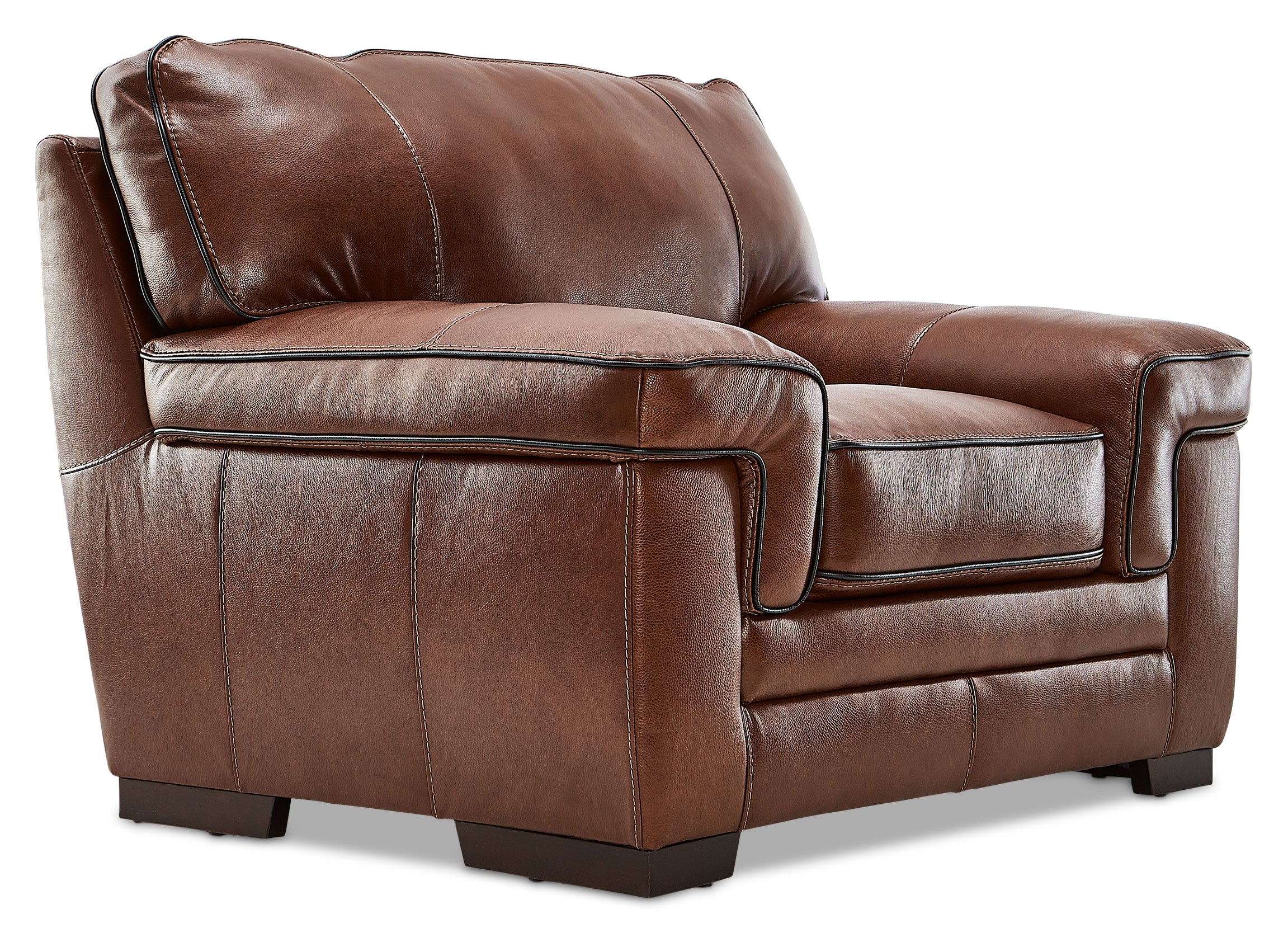 Stampede Leather Sofa and Chair Set - Cognac - Image 3