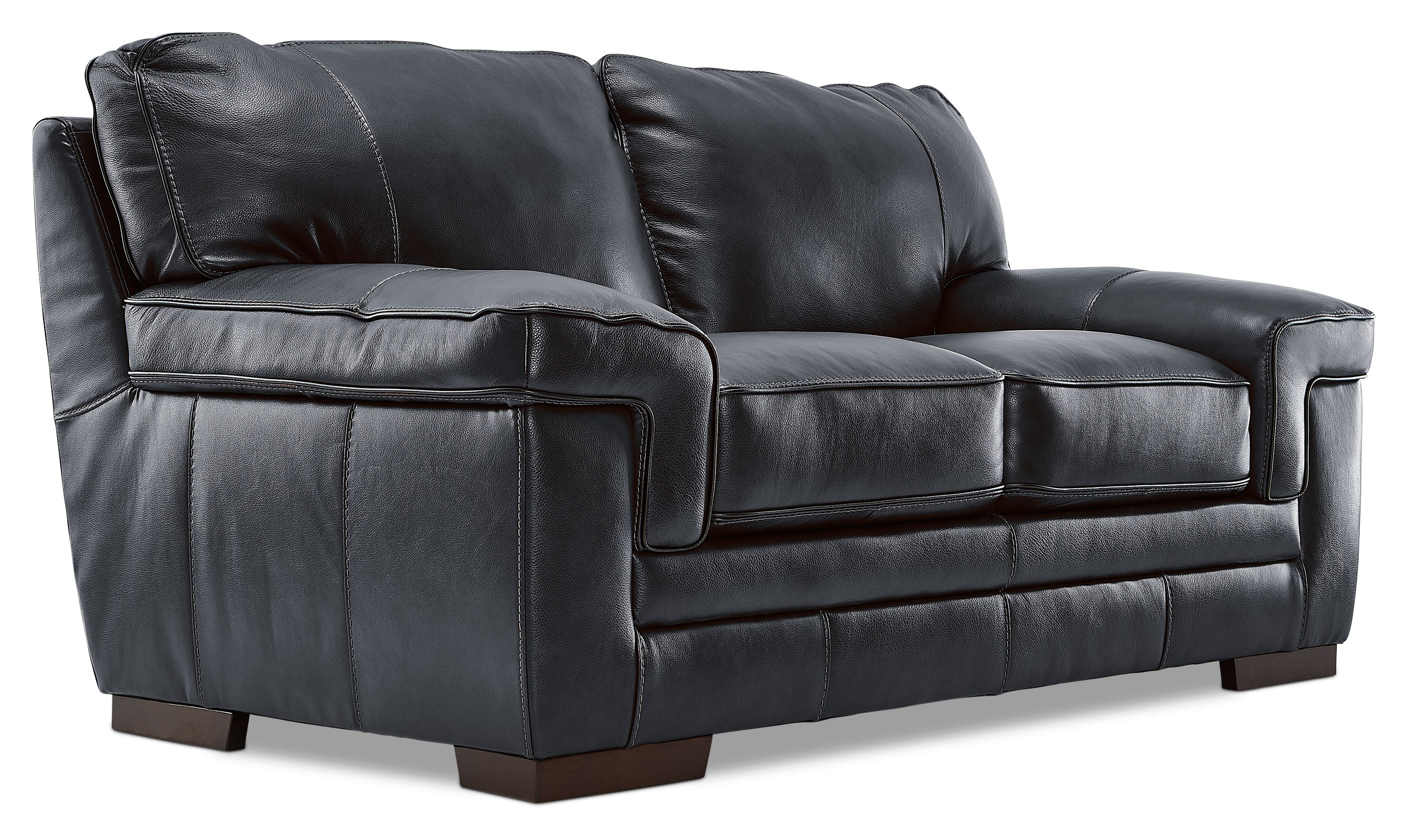 Stampede Leather Sofa, Loveseat and Chair Set - Charcoal - Image 3