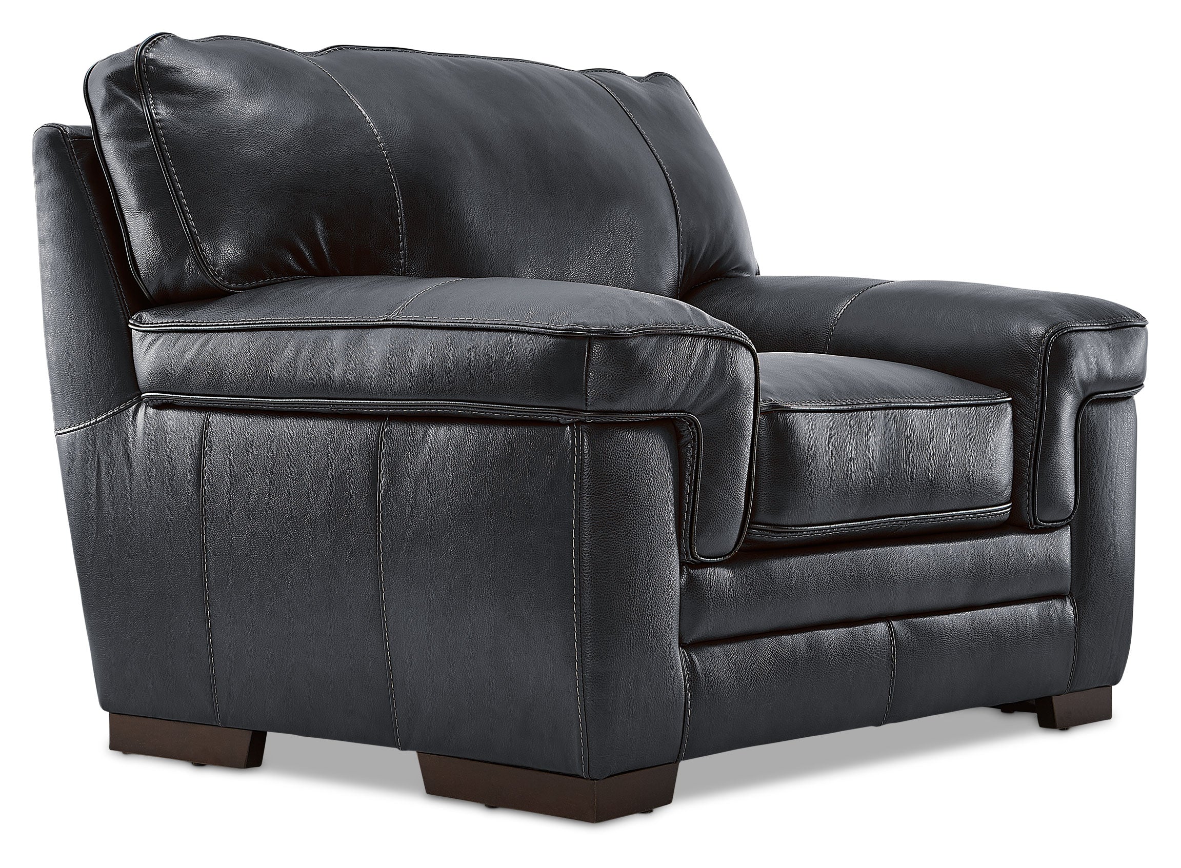 Stampede Leather Sofa, Loveseat and Chair Set - Charcoal - Image 4