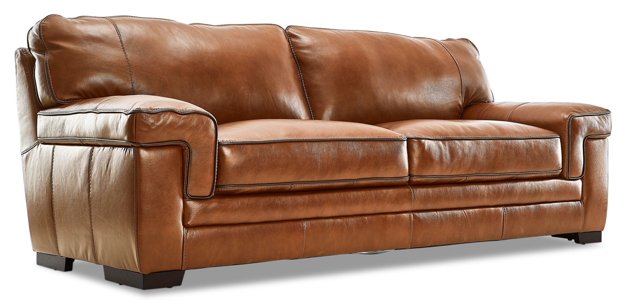 Stampede Leather Sofa, Loveseat and Chair Set - Chestnut - Image 3