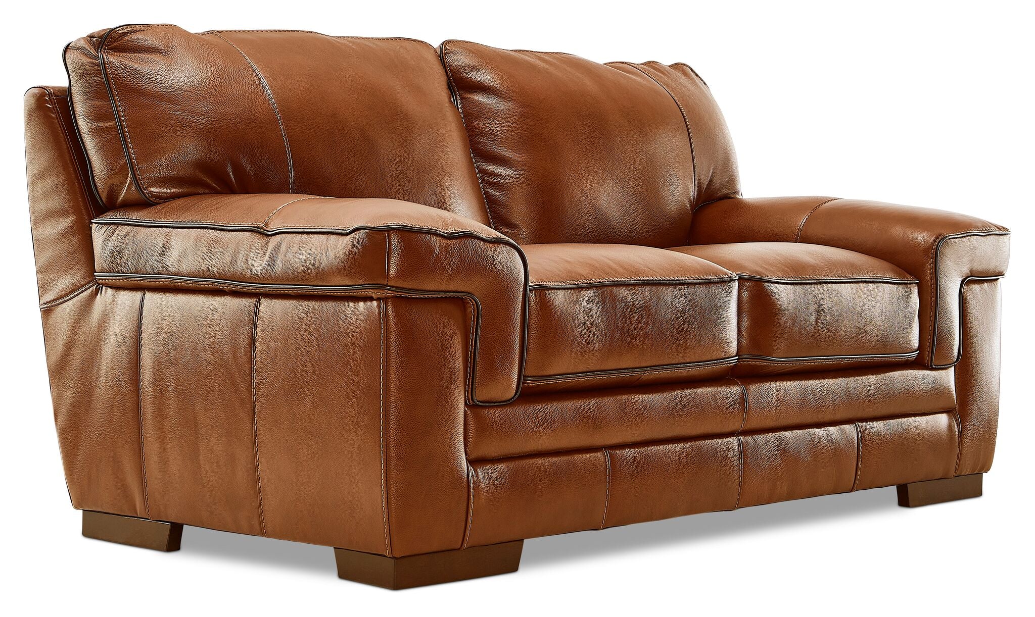 Stampede Leather Sofa, Loveseat and Chair Set - Chestnut - Image 4