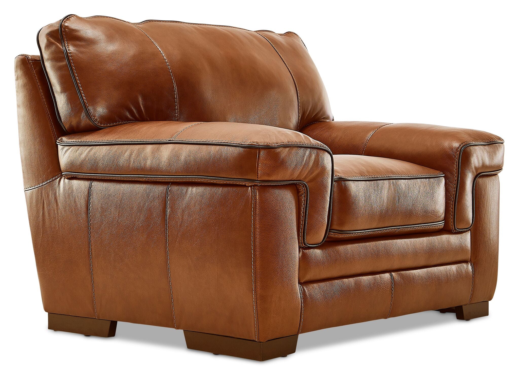 Stampede Leather Sofa, Loveseat and Chair Set - Chestnut - Image 5