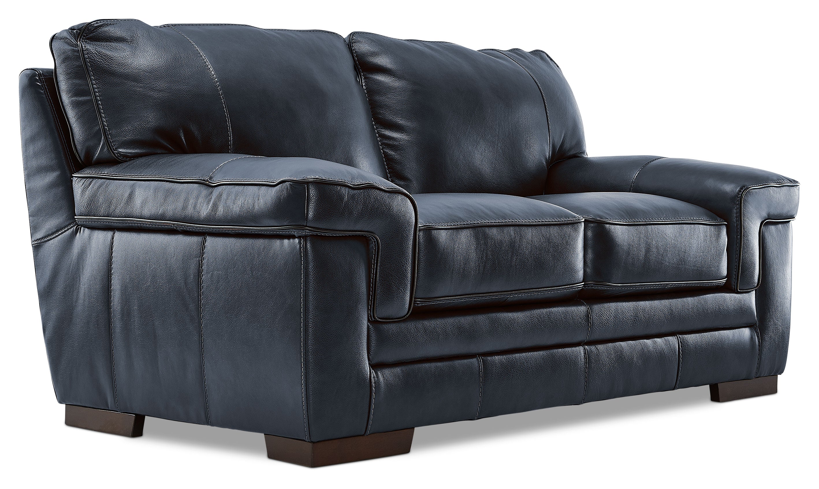 Stampede Leather Sofa, Loveseat and Chair Set - Cobalt - Image 3