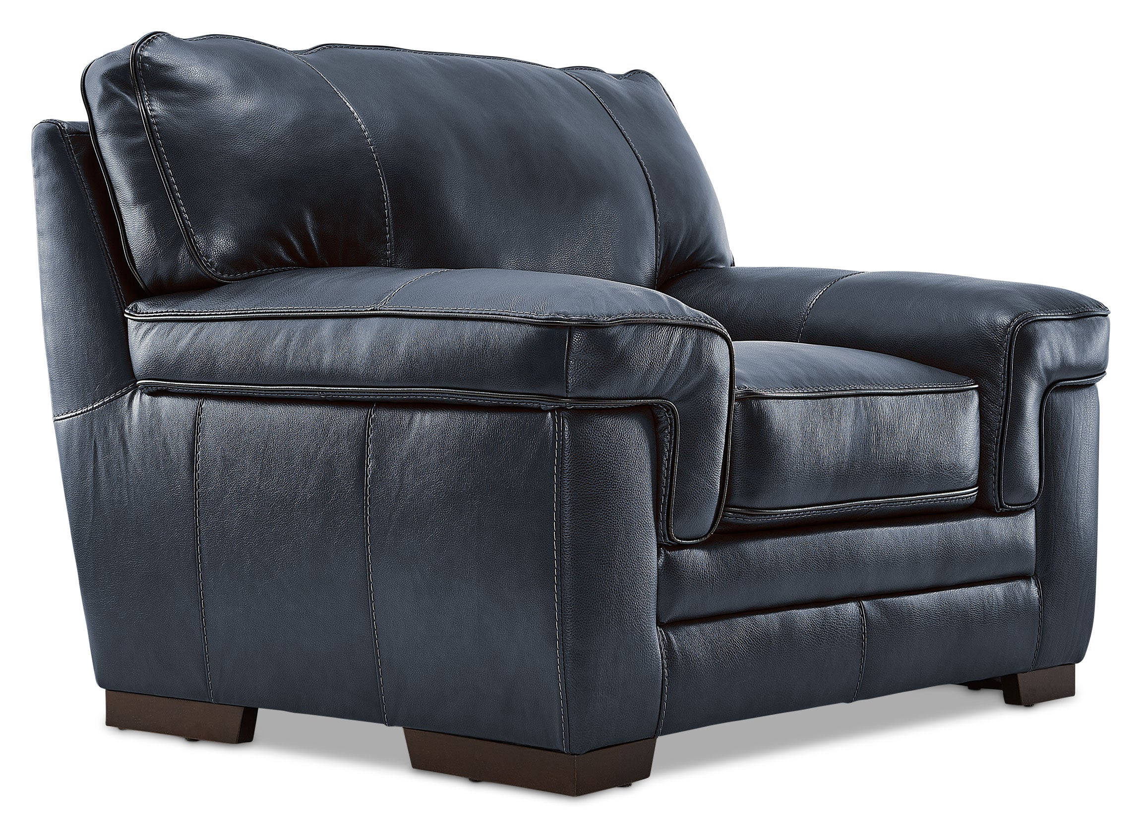 Stampede Leather Sofa, Loveseat and Chair Set - Cobalt - Image 4