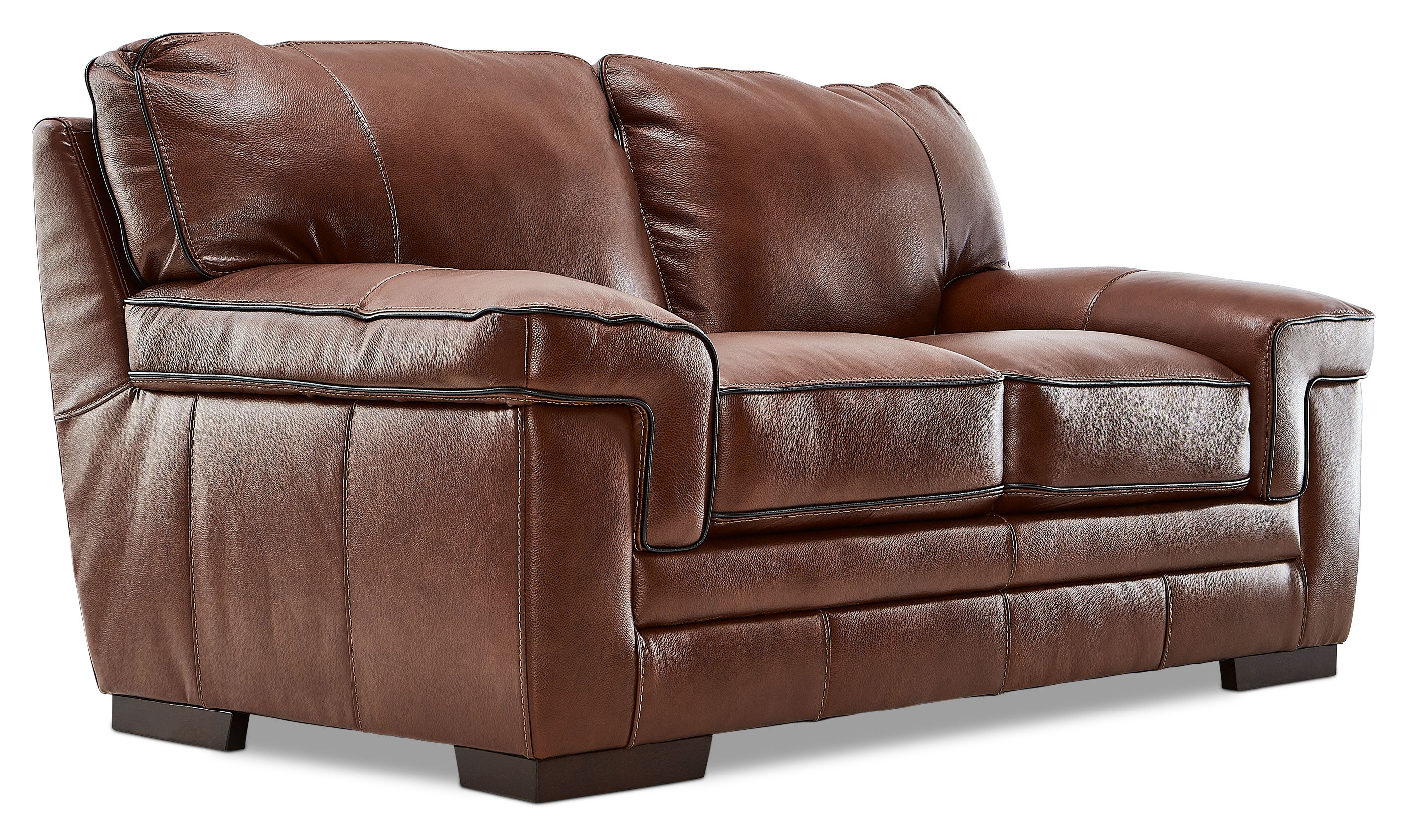 Stampede Leather Sofa, Loveseat and Chair Set - Cognac - Image 3