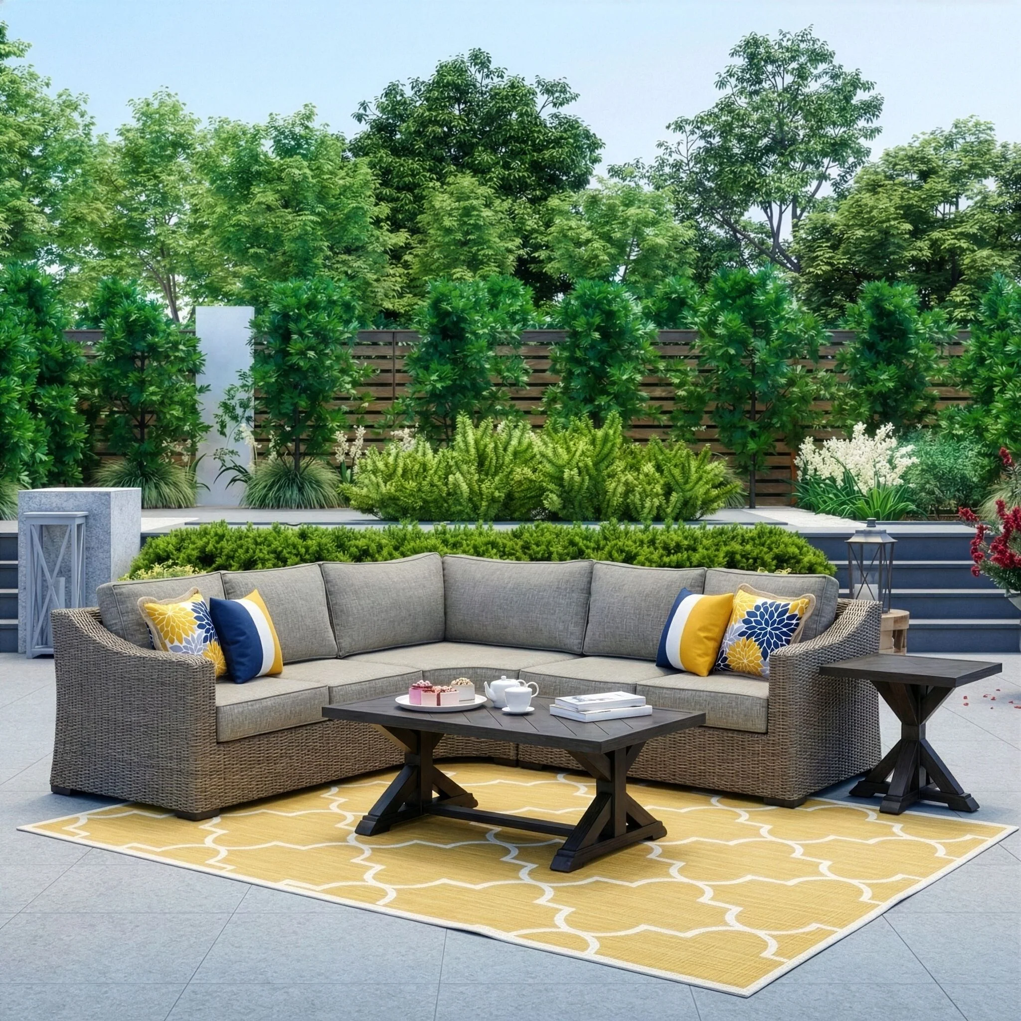 Staten Island Outdoor 3-Piece Sectional - Grey - Image 2