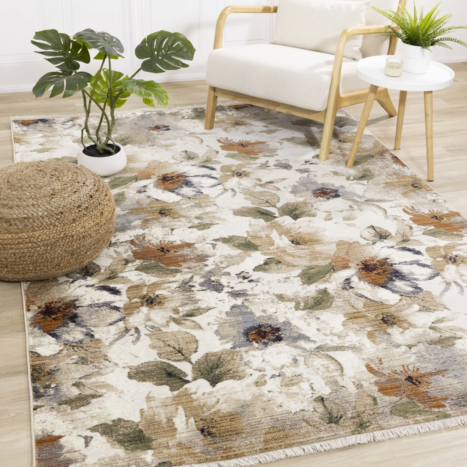 Sterling Contemporary Floral Area Rug - 8' X 11' - Cream/Green/Rust - Image 2