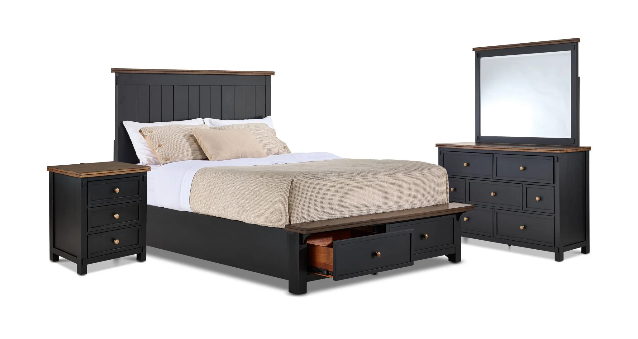 Stormy Ridge 6 - Piece King Storage Bedroom Package - Slate Black, Chicory