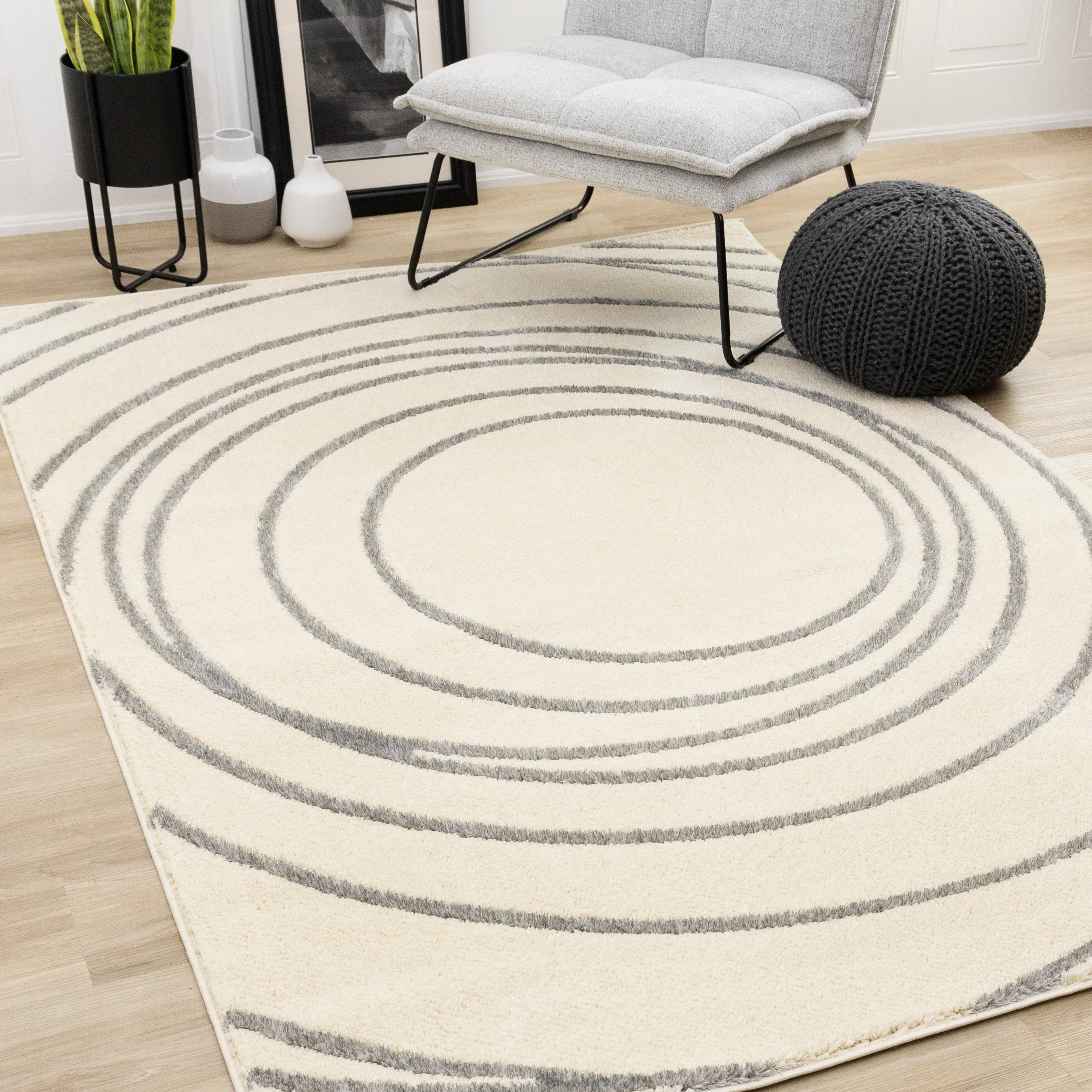 Sully 5'3" x 7'7" Circle Swirl Area Rug - Cream - Image 2