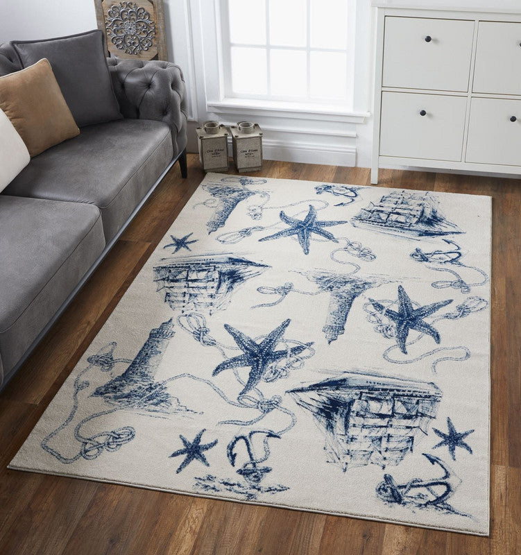 Sumallo IX Area Rug - 7'10" x 10'10" - Ivory/Navy - Image 2
