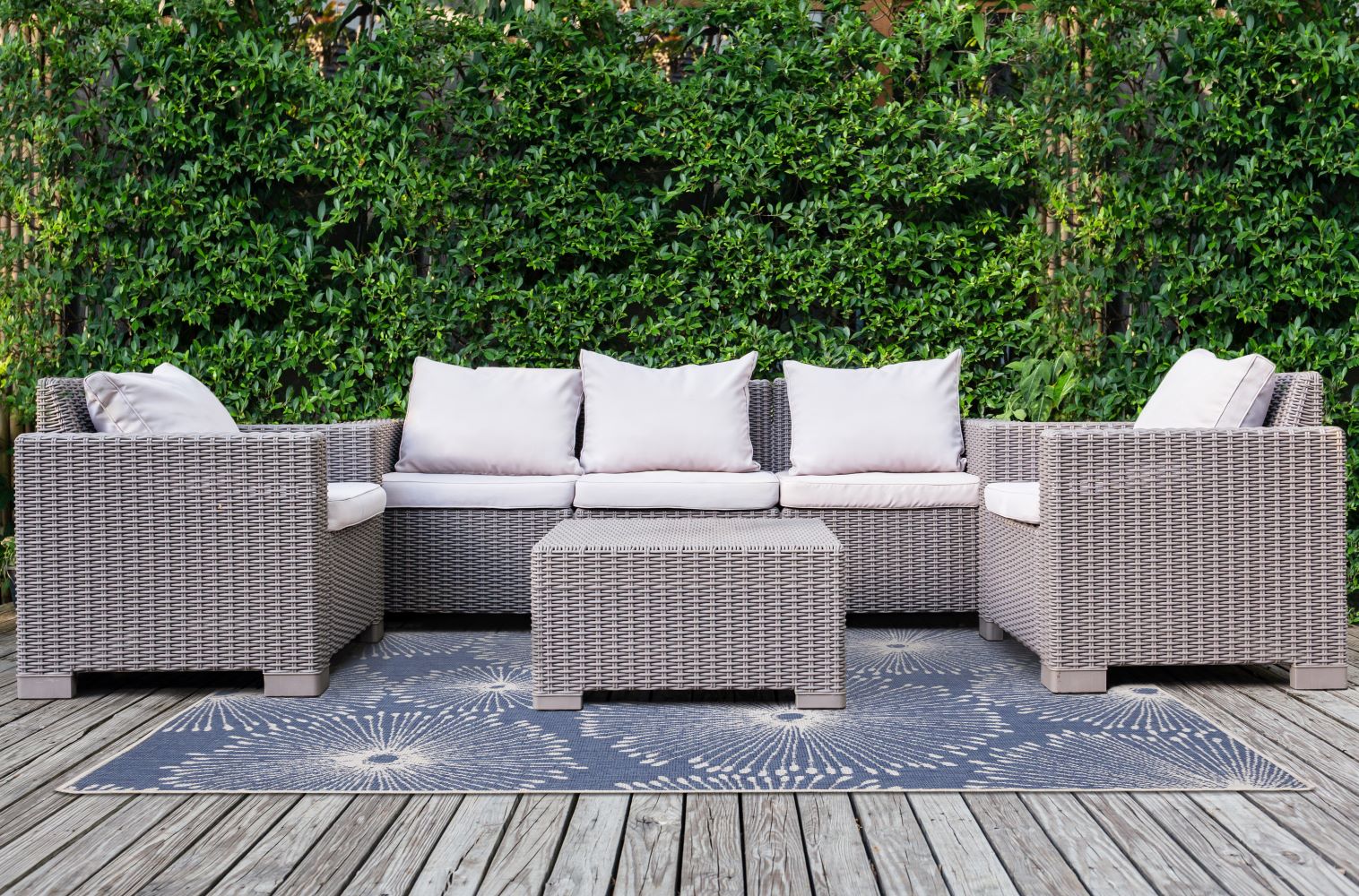 Summer Breeze 6'7" x 9'6" Outdoor Reversible Dandelion Wish Rug - Blue, White - Image 2