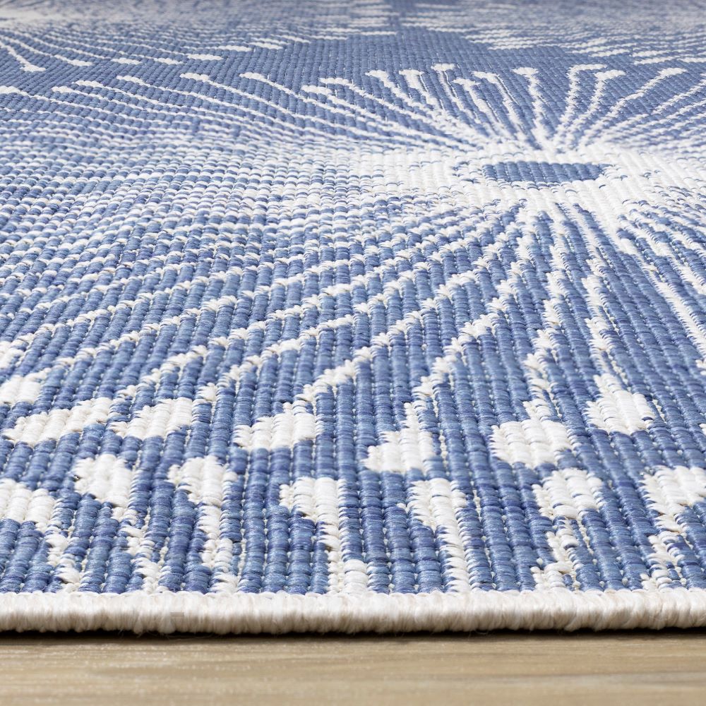 Summer Breeze 6'7" x 9'6" Outdoor Reversible Dandelion Wish Rug - Blue, White - Image 8