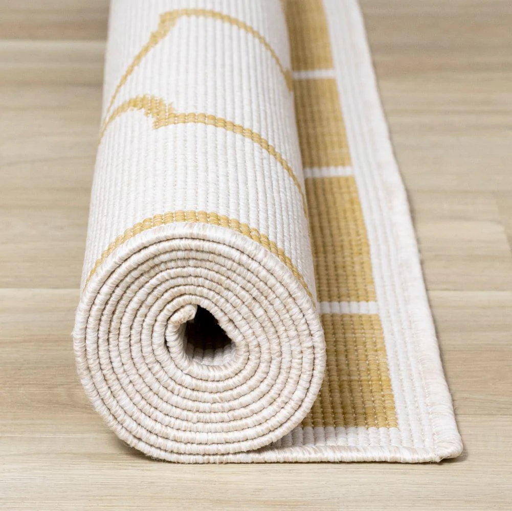 Summer Breeze 6'7" x 9'6" Outdoor Reversible Geometric Rug - Yellow, White - Image 10