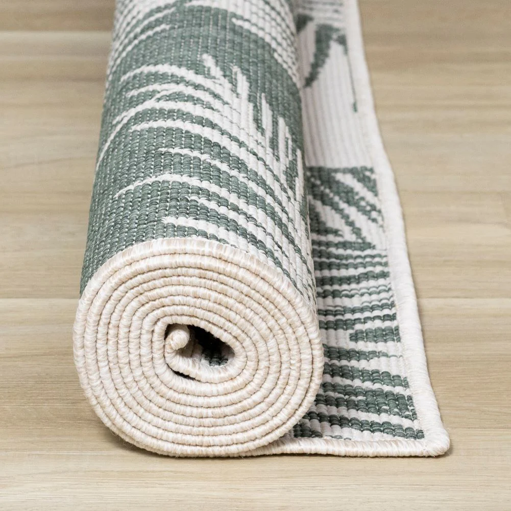 Summer Breeze 6'7" X 9'6" Outdoor Reversible Rug - Green, Leaf Motif - Image 10