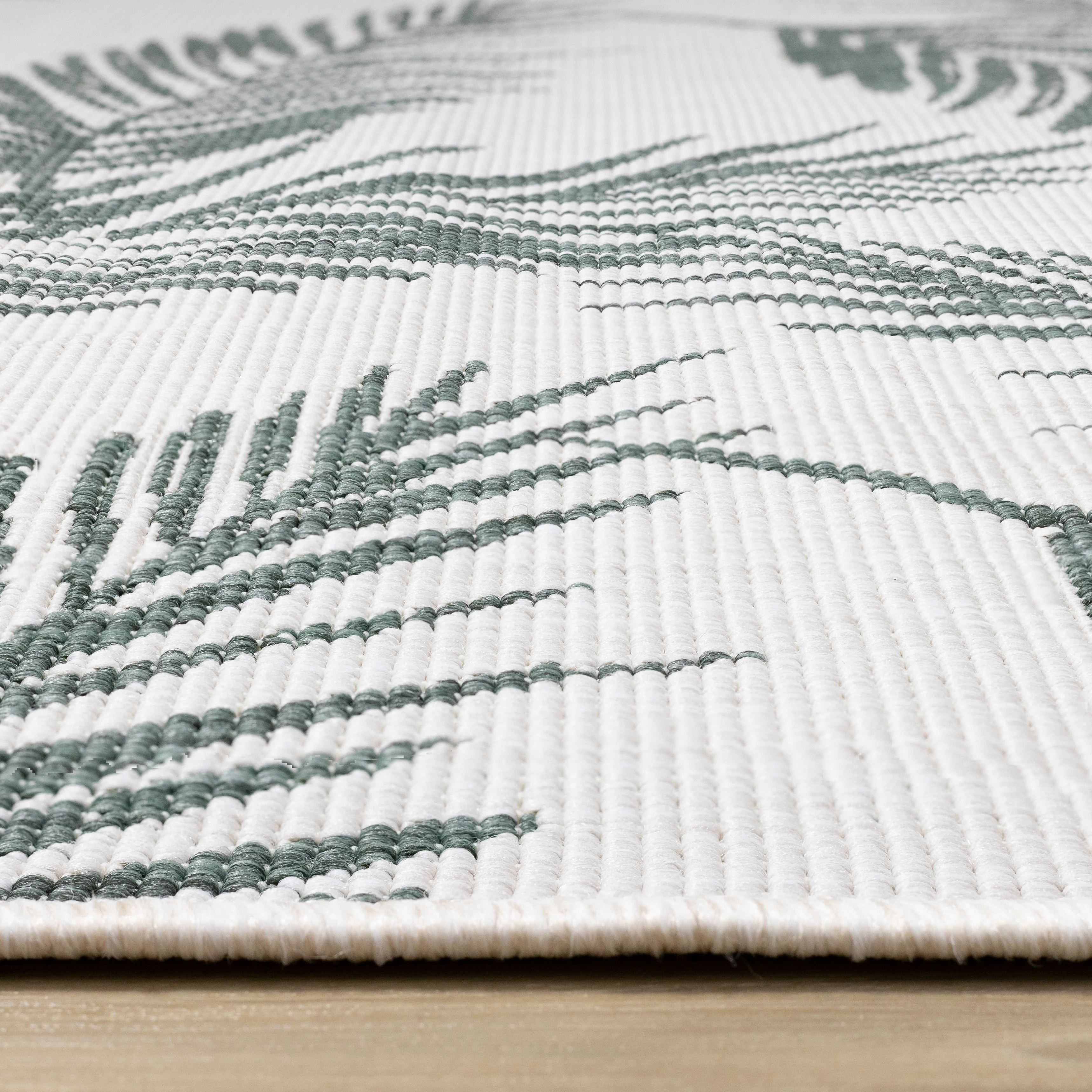 Summer Breeze 6'7" X 9'6" Outdoor Reversible Rug - Green, Leaf Motif - Image 6