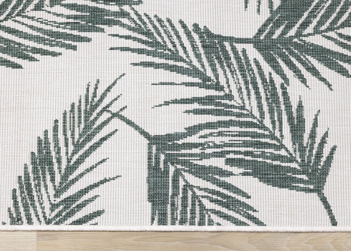 Summer Breeze 6'7" X 9'6" Outdoor Reversible Rug - Green, Leaf Motif - Image 7