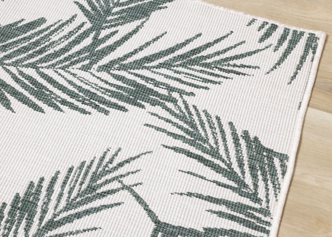 Summer Breeze 6'7" X 9'6" Outdoor Reversible Rug - Green, Leaf Motif - Image 8