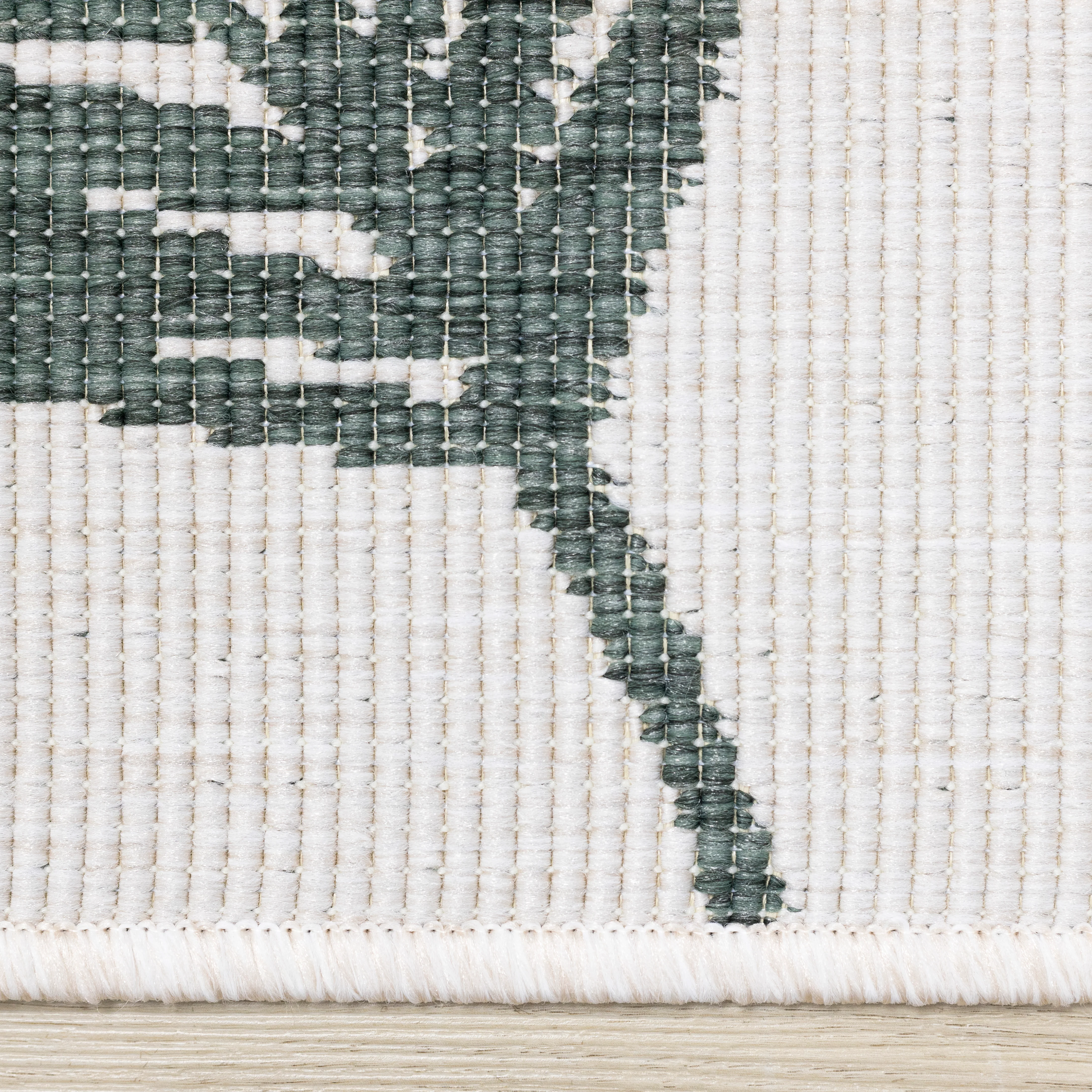 Summer Breeze 6'7" X 9'6" Outdoor Reversible Rug - Green, Leaf Motif - Image 9