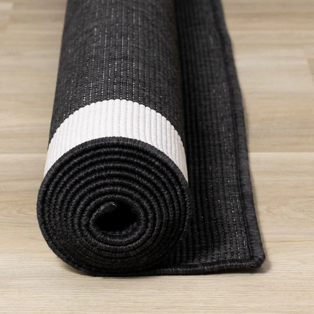 Summer Breeze 6'7" x 9'6" Reversible Outdoor Rug - Cream, Black Border - Image 9