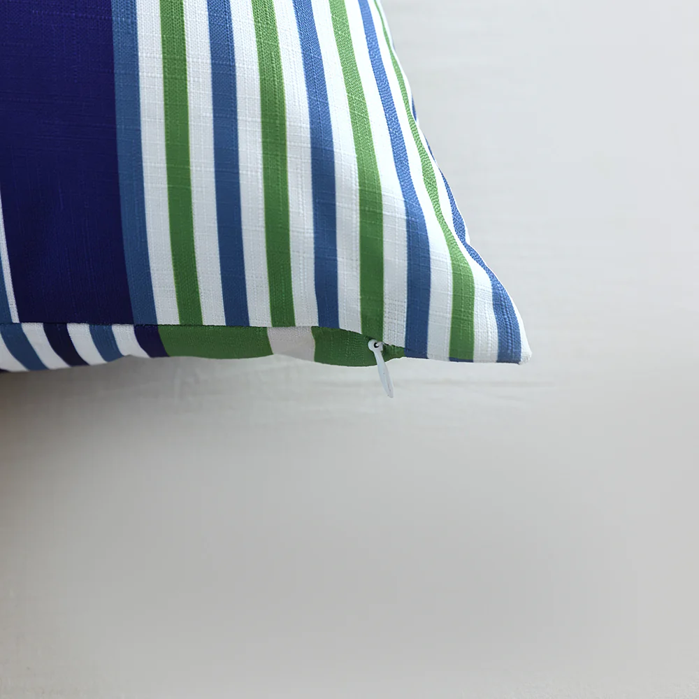 Summer Breeze Outdoor Decorative Accent Cushion - Blue Stripes - Image 2