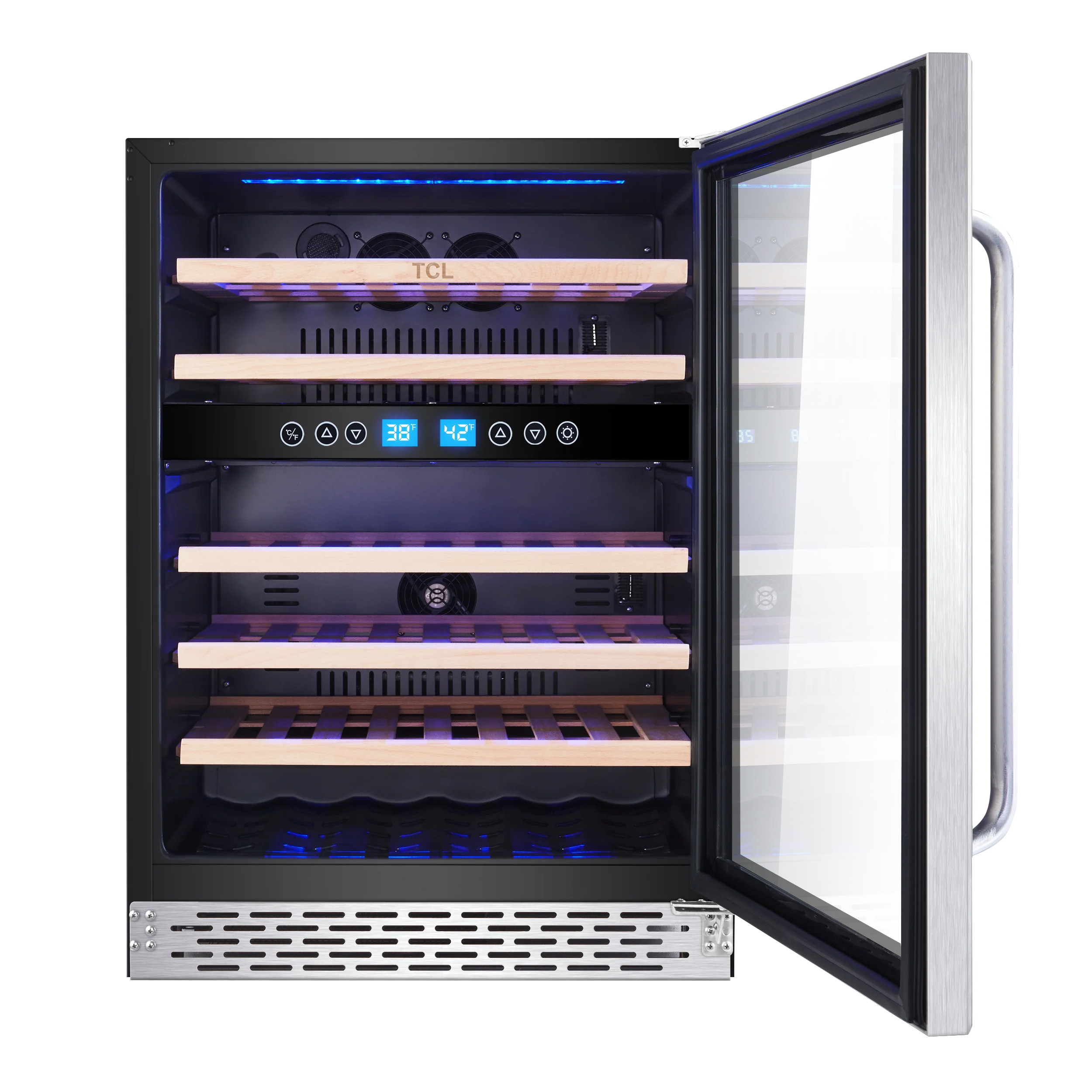 TCL Stainless Steel 46-Bottle Dual Zone Wine Cooler - W522F - Image 2