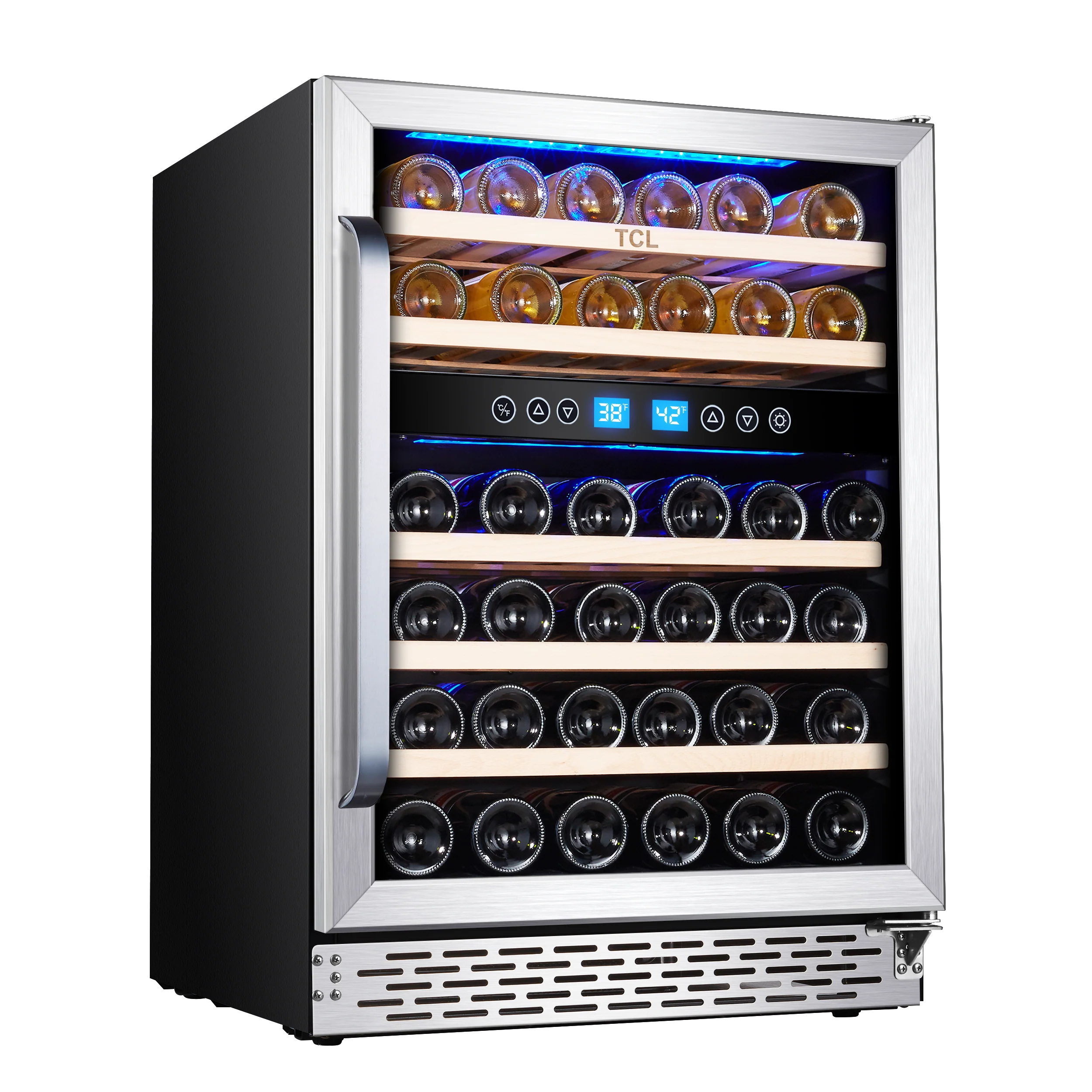 TCL Stainless Steel 46-Bottle Dual Zone Wine Cooler - W522F - Image 3