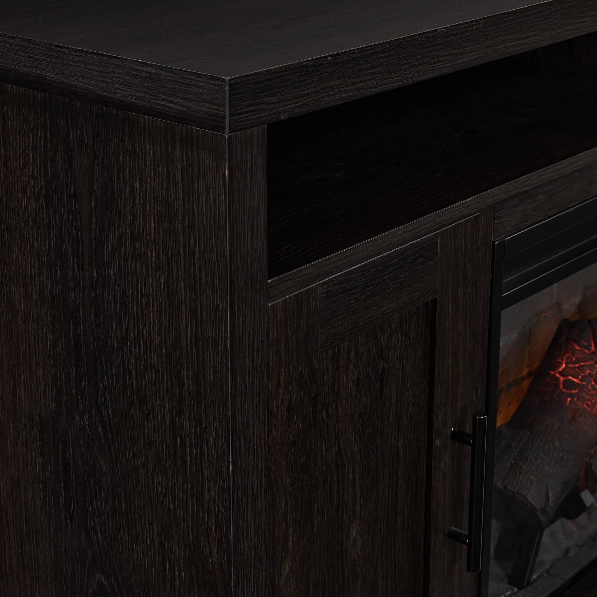 Tessan 64" Fireplace Media Console – Dark Grey, Brown - Image 3