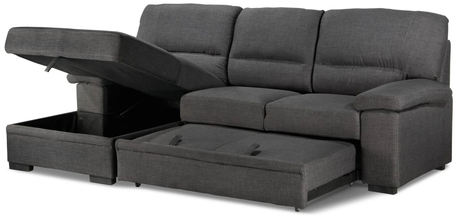 Tessaro Pop-Up Sofa Bed with Left-Facing Chaise - Charcoal - Image 2
