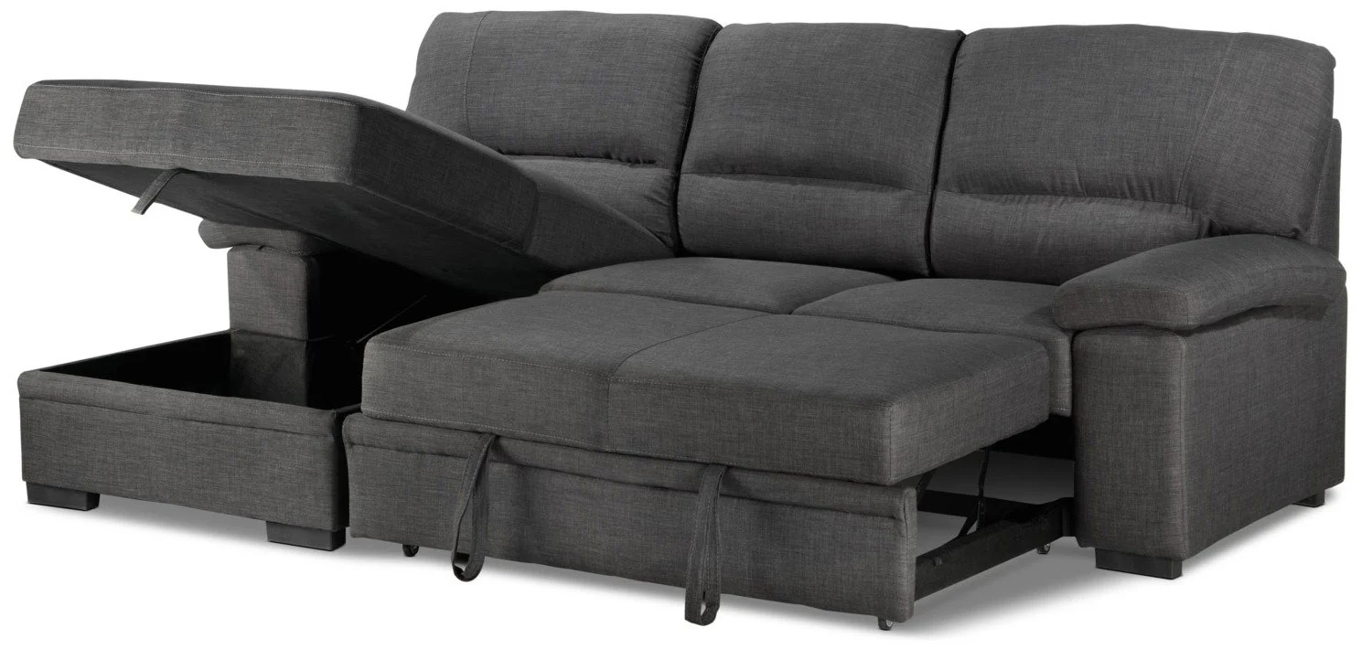 Tessaro Pop-Up Sofa Bed with Left-Facing Chaise - Charcoal - Image 3