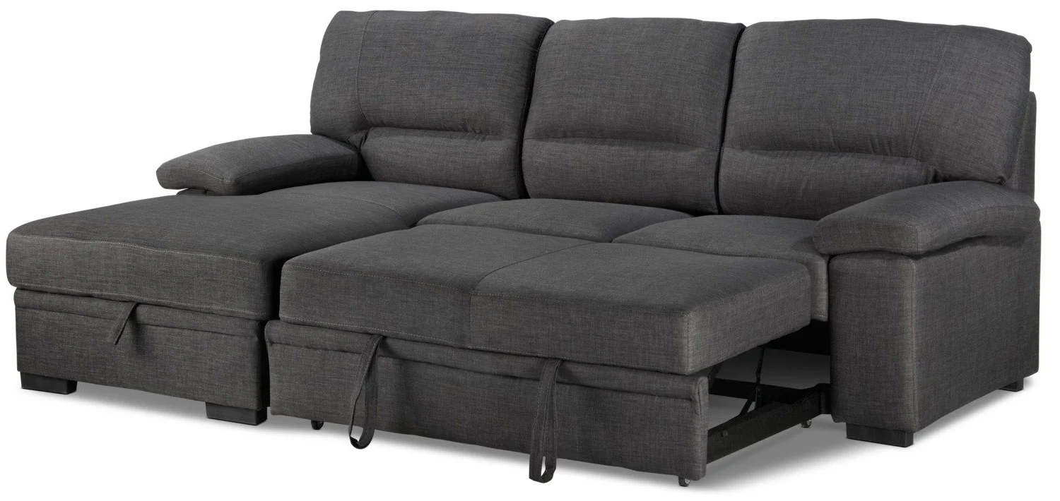 Tessaro Pop-Up Sofa Bed with Left-Facing Chaise - Charcoal - Image 4
