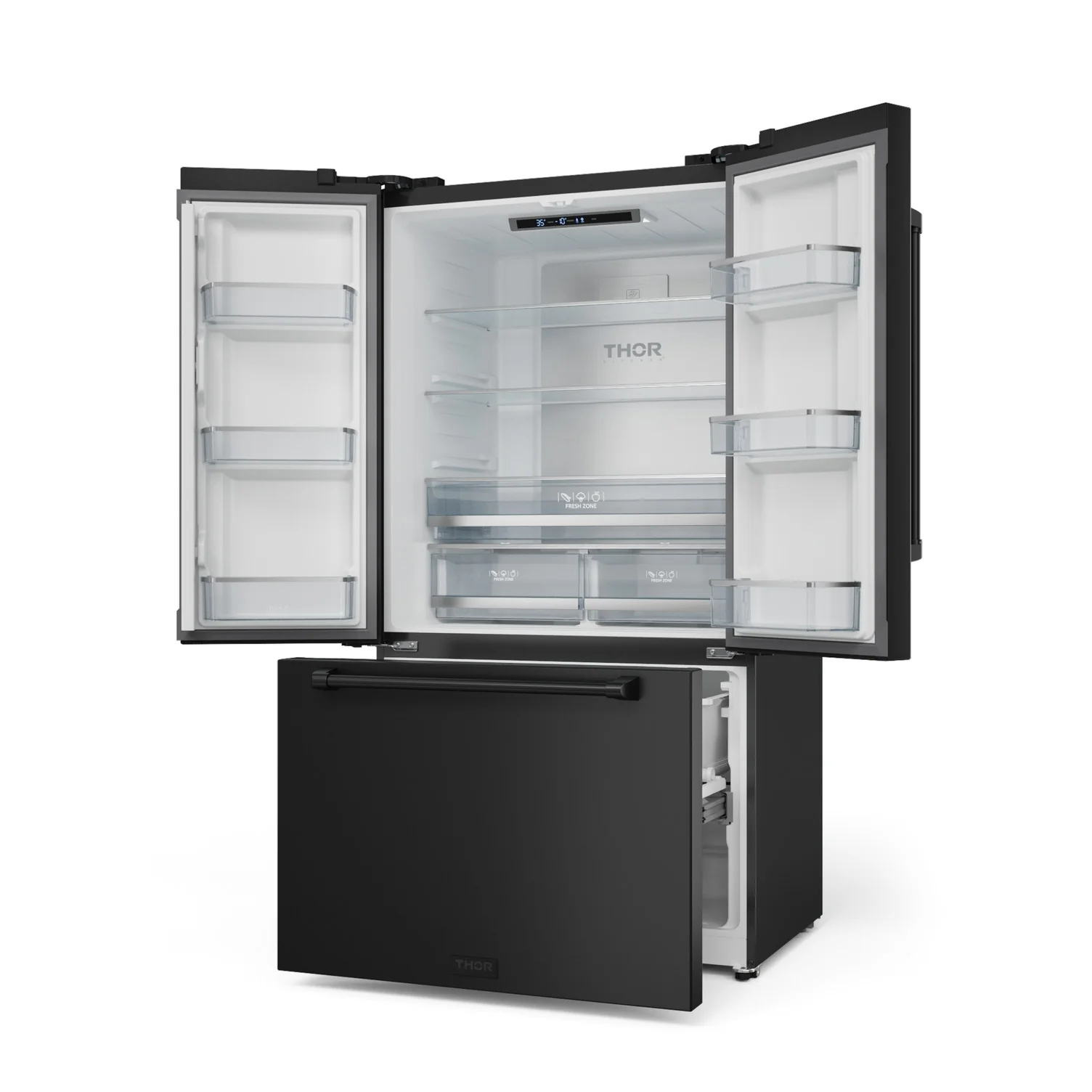 Thor Kitchen - Gordon Ramsay Collection 36" 20.3 Cu. Ft. Matte Black Counter-Depth French Door Refrigerator with Ice Maker - RF3621CTD00 - Image 2