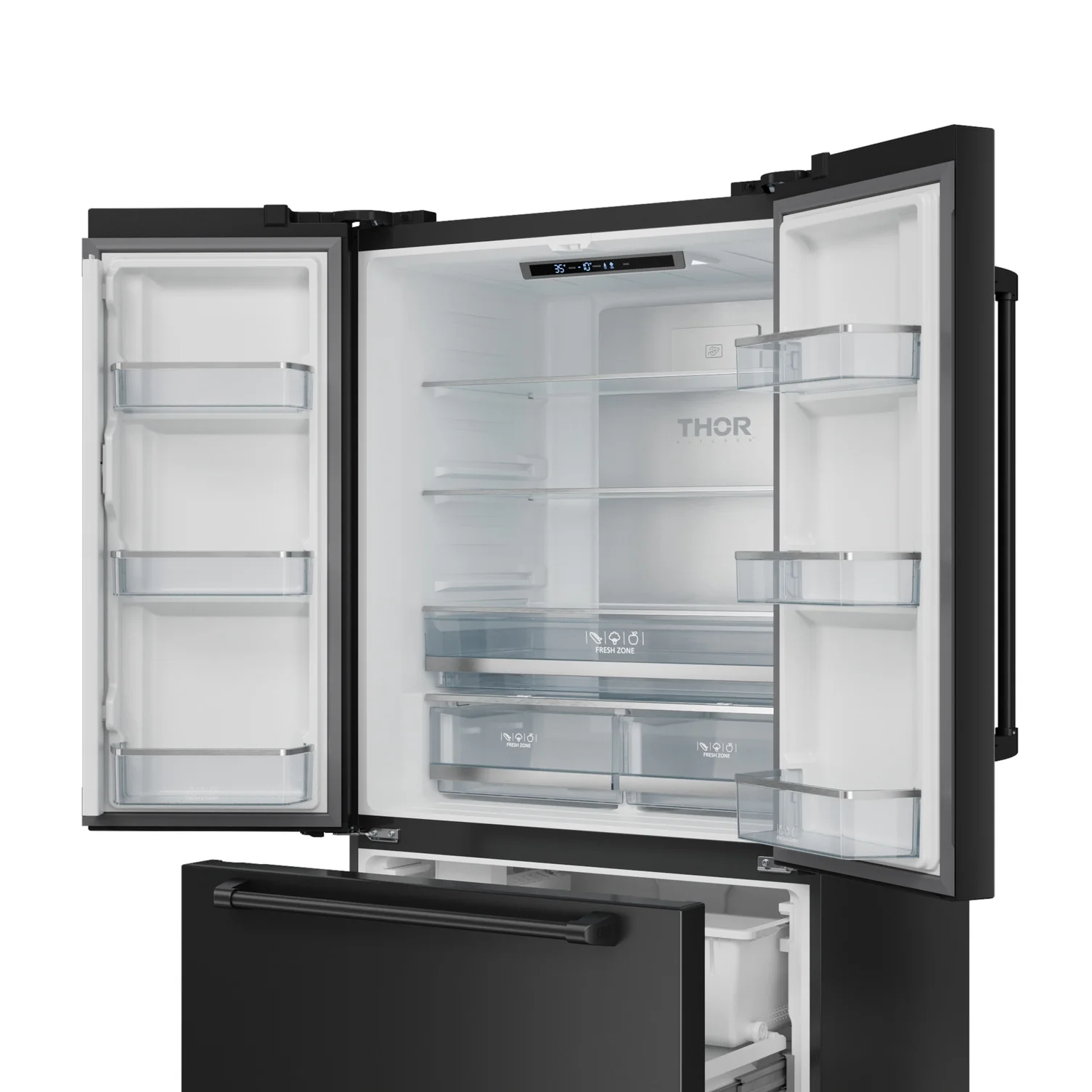 Thor Kitchen - Gordon Ramsay Collection 36" 20.3 Cu. Ft. Matte Black Counter-Depth French Door Refrigerator with Ice Maker - RF3621CTD00 - Image 3