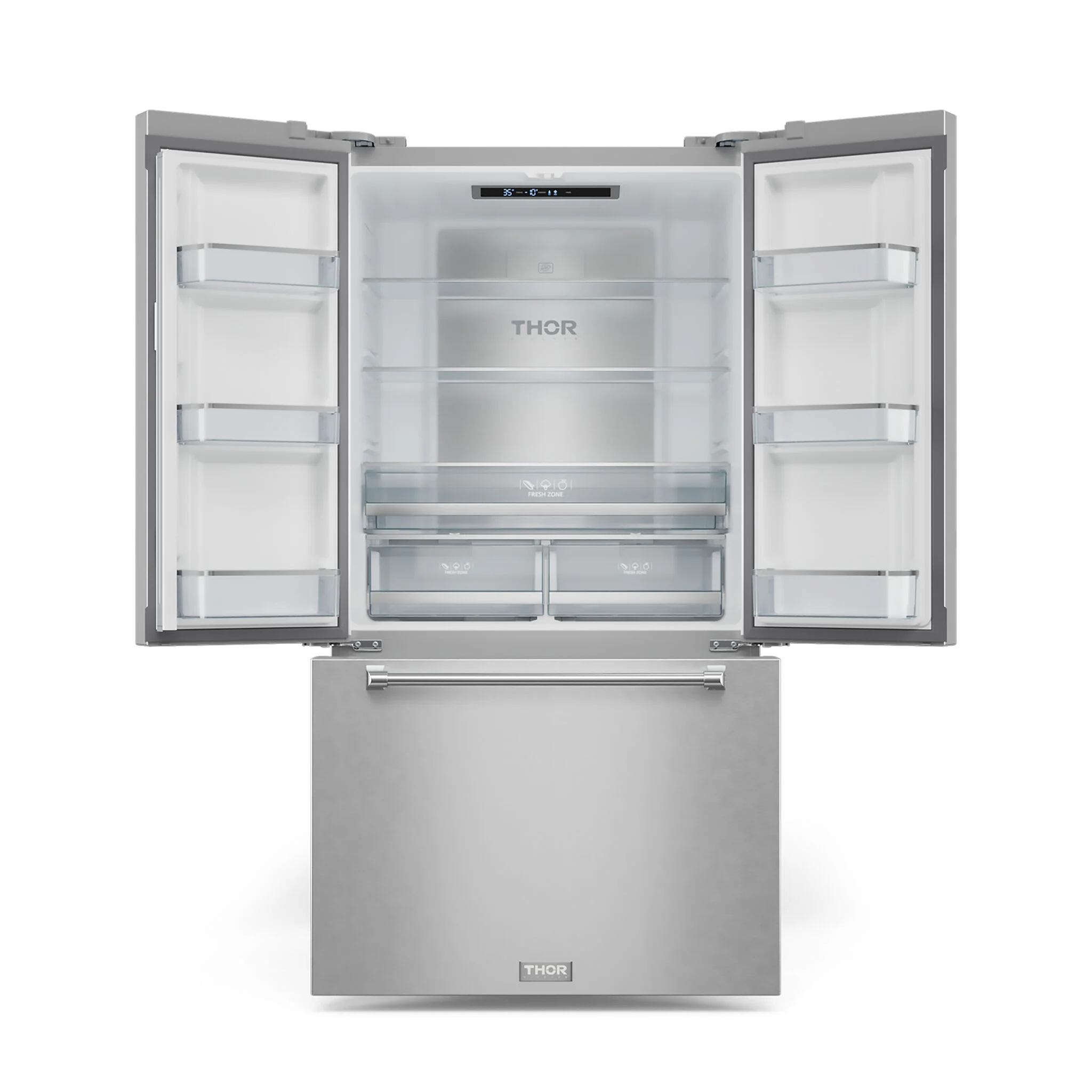 Thor Kitchen - Gordon Ramsay Collection 36" 20.3 Cu. Ft. Stainless Steel Counter-Depth French Door Refrigerator with Ice Maker - RF3621CTD99-BLK - Image 2