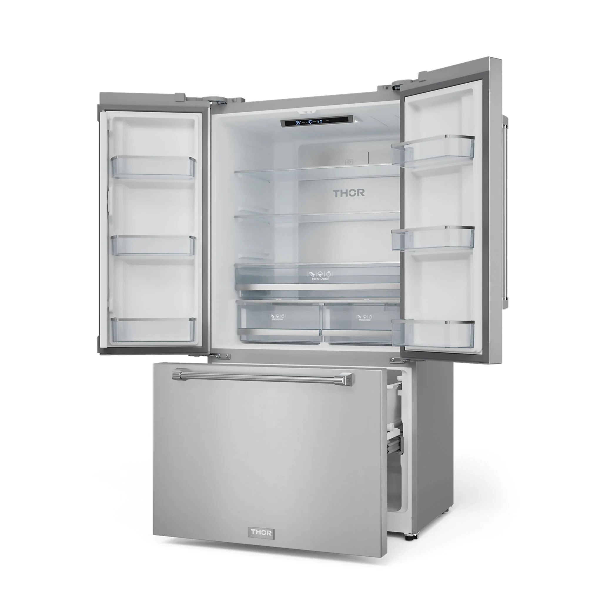 Thor Kitchen - Gordon Ramsay Collection 36" 20.3 Cu. Ft. Stainless Steel Counter-Depth French Door Refrigerator with Ice Maker - RF3621CTD99-BLK - Image 3