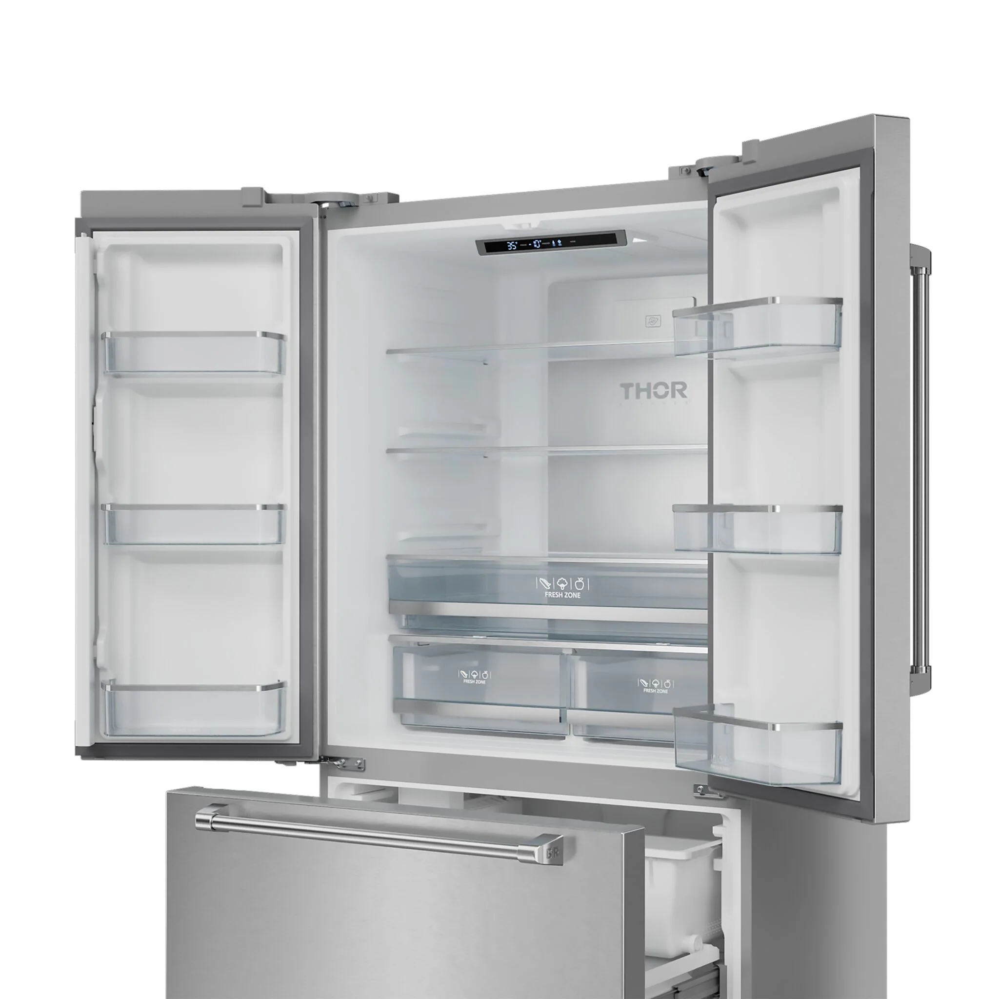Thor Kitchen - Gordon Ramsay Collection 36" 20.3 Cu. Ft. Stainless Steel Counter-Depth French Door Refrigerator with Ice Maker - RF3621CTD99-BLK - Image 5
