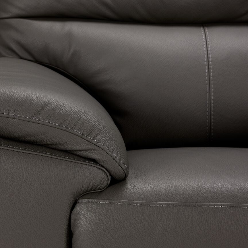 Toscana Leather Sofa and Chair Set - Dark Grey - Image 4