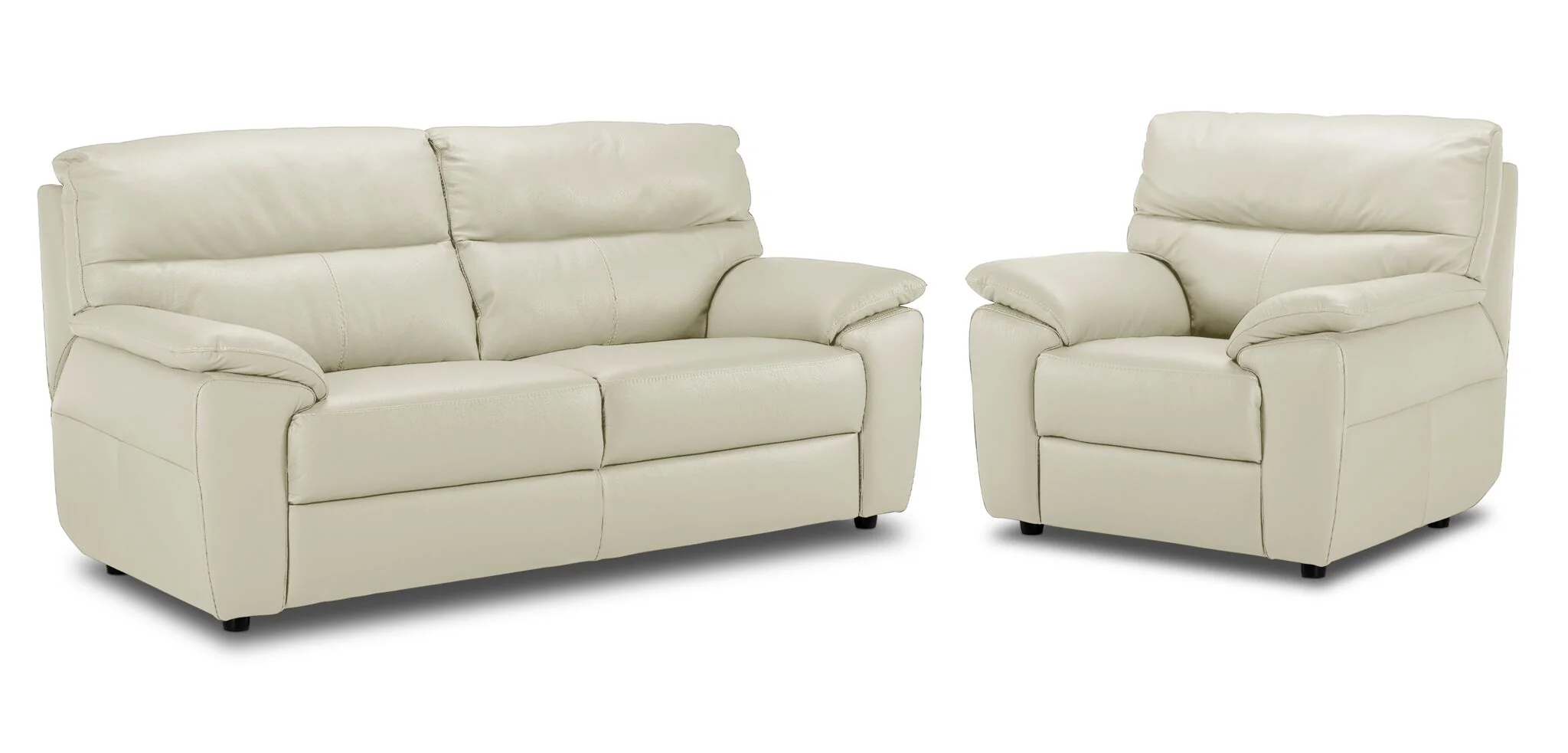 Toscana Leather Sofa and Chair Set - White