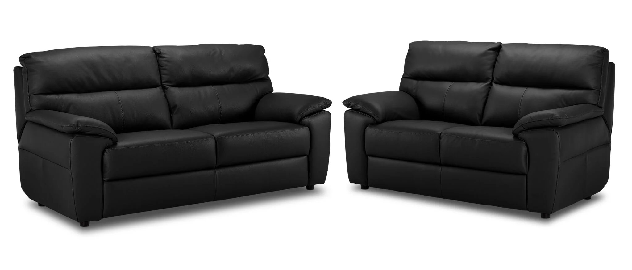 Toscana Leather Sofa and Loveseat Set - Black
