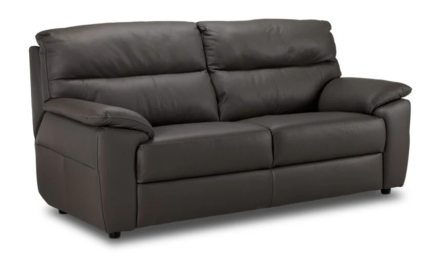 Toscana Leather Sofa and Loveseat Set - Dark Grey - Image 2