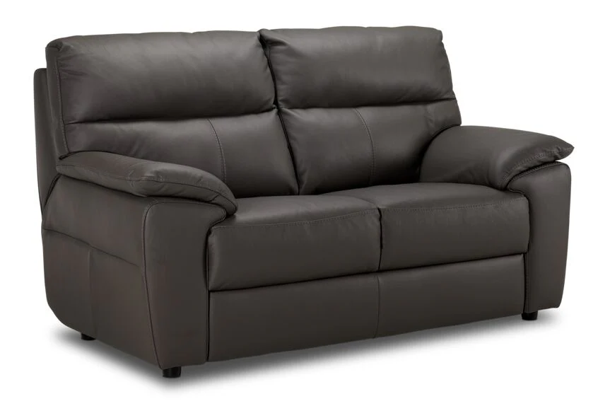 Toscana Leather Sofa and Loveseat Set - Dark Grey - Image 3