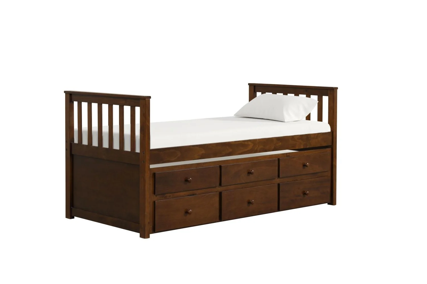 Trudy 3-Piece Twin Captain Bed with Trundle - Espresso - Image 3