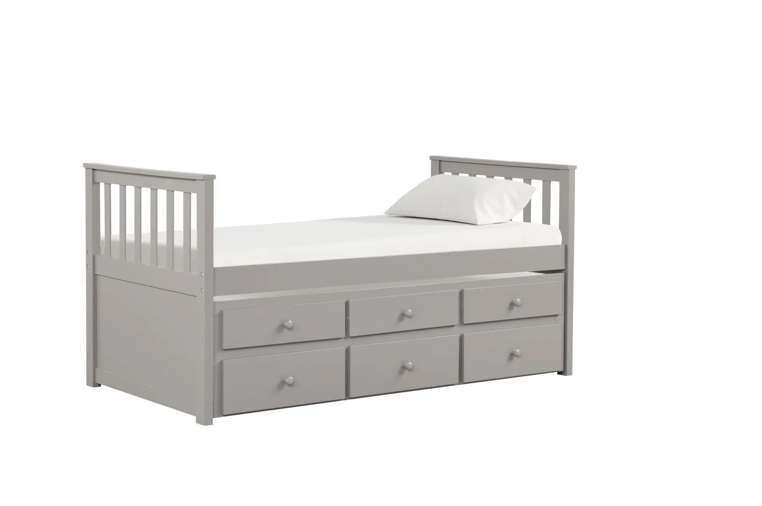 Trudy 3-Piece Twin Captain Bed with Trundle - Grey - Image 3